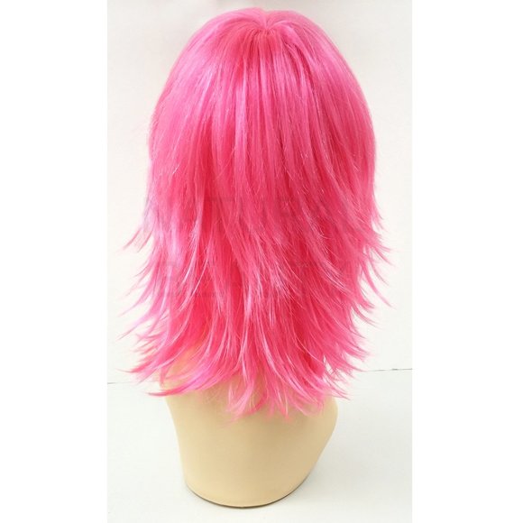Hot pink layered shag wig 12\